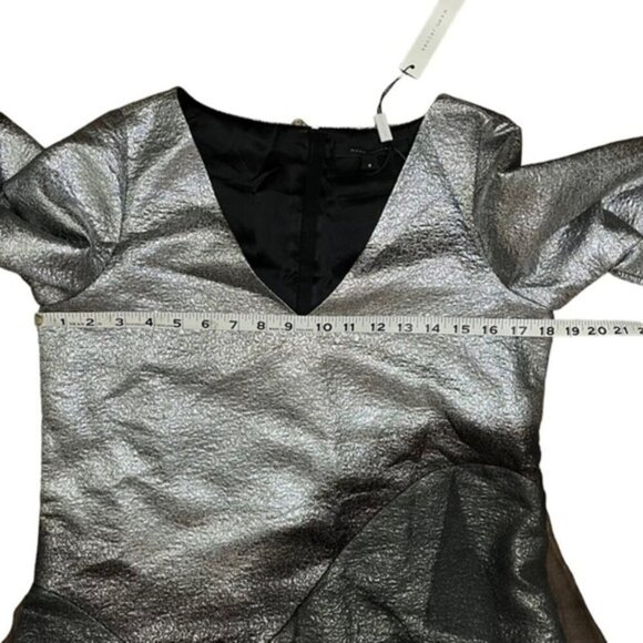 NWT Marc Jacobs Silver Metallic V-Neck Mini Dress Women Sz 6 - Picture 7 of 11